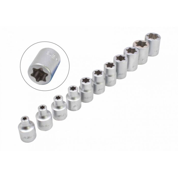 SET DI BUSSOLE 3/8” E-TORX A TESTA PIATTA – 11 pezzi