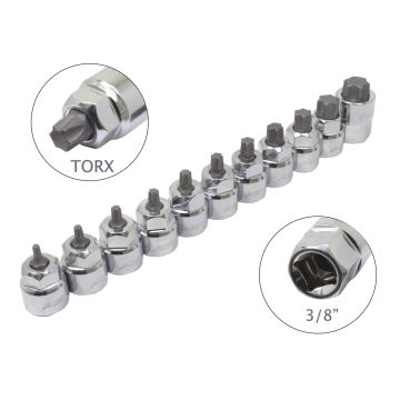 11PCS 3/8′′ SET TORX A BASSO PROFILO