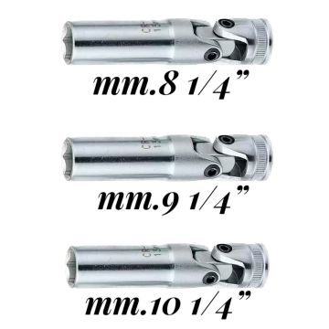Set Chiavi Snodate 1/4" Rimozione Candelette mm. 8-9-10 