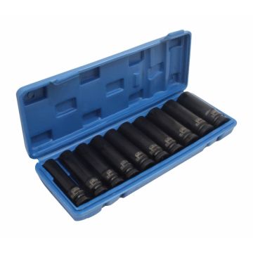 Set 10 bussole a percussione lunghe da 1/2” in acciaio Cr-Mo
